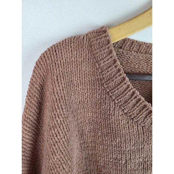 POL Women's Sweater Size Medium Pink Cropped Chunky Knit Balloon Sleeve Top - Picture 8 of 11